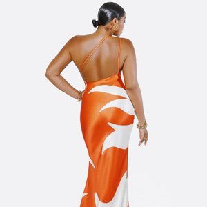 Hanifa Gown Orange & White